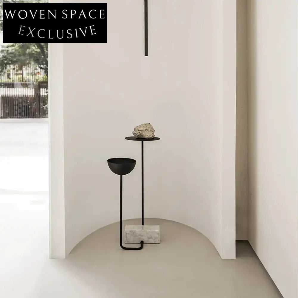 Modern Metal Coffee Side Table with Marble Base and Creative Design