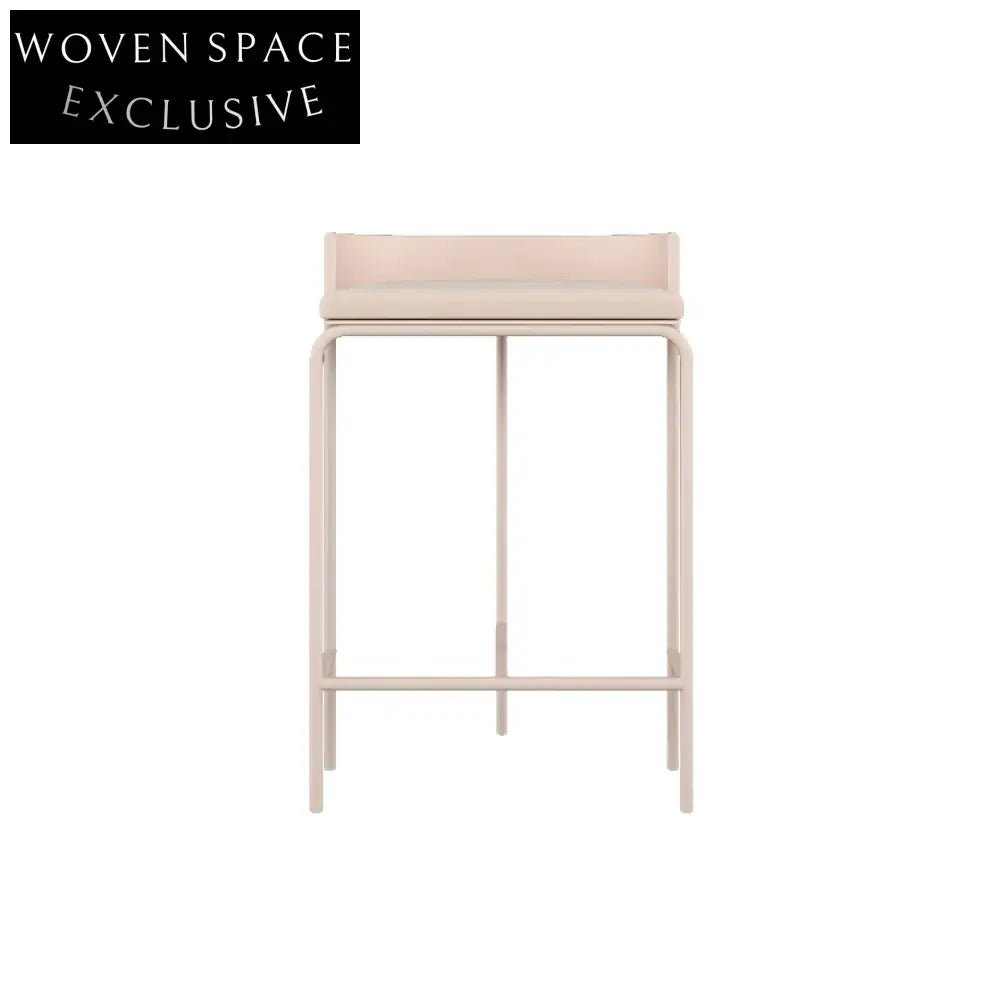 Modern Metal Counter Bar Stool with Leather Seat and Low Back