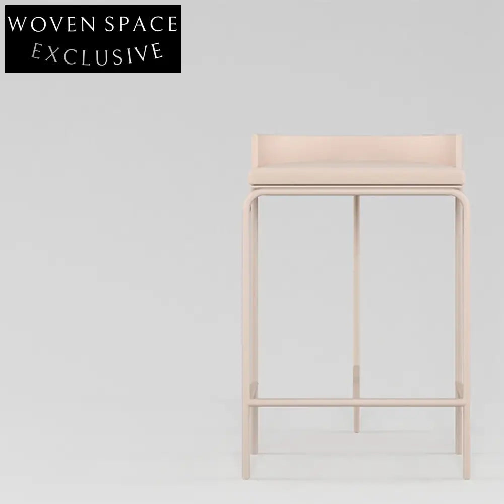Modern Metal Counter Bar Stool with Leather Seat and Low Back