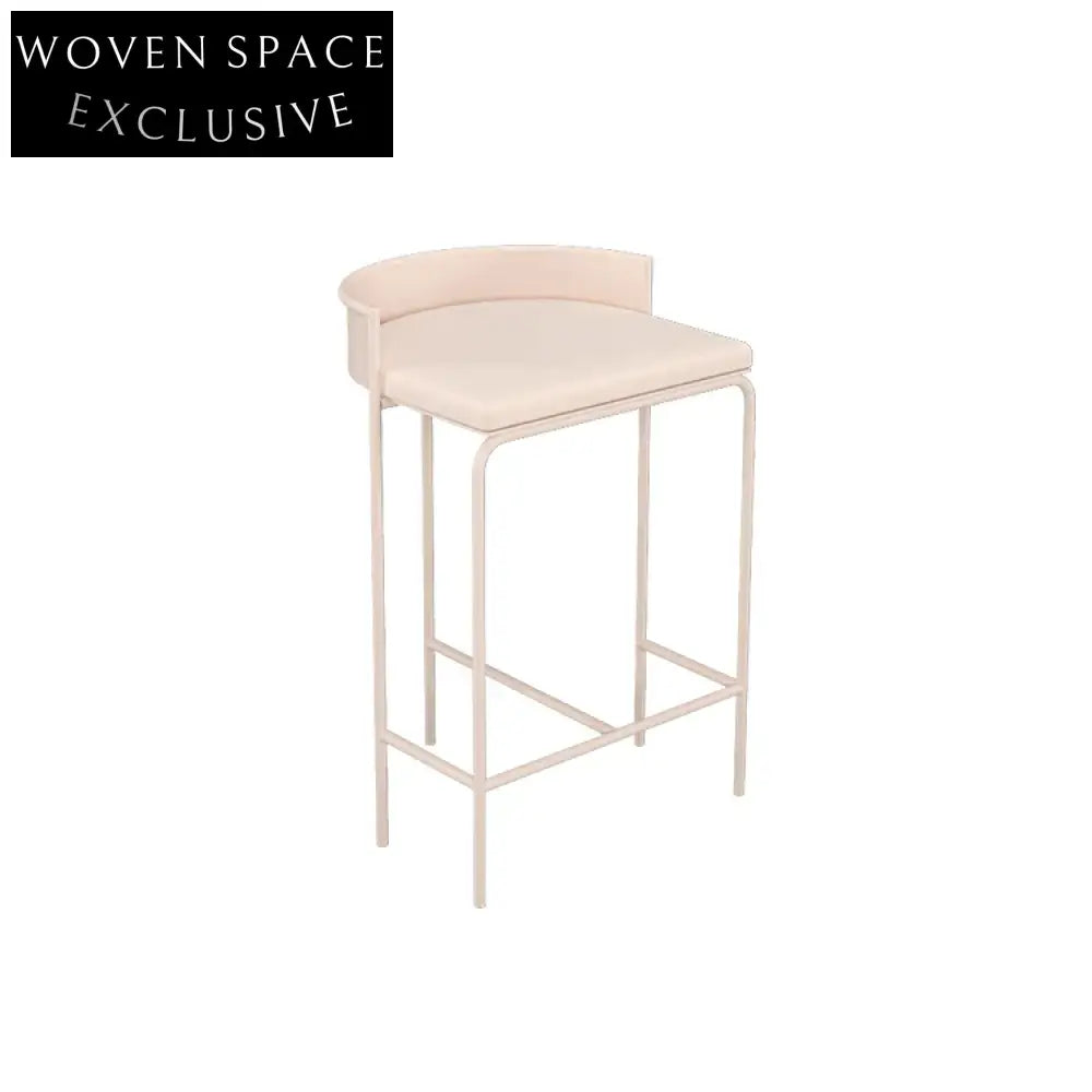 Modern Metal Counter Bar Stool with Leather Seat and Low Back