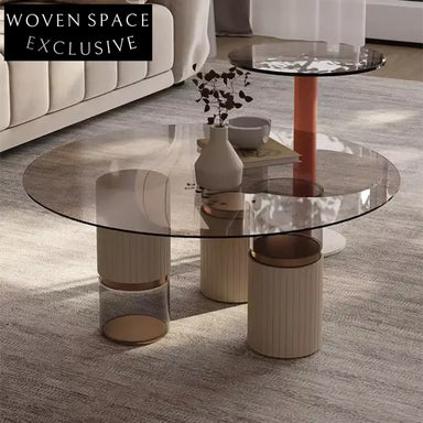 Modern Minimalist Acrylic Glass Stainless Steel Leather Hotel Coffee Table