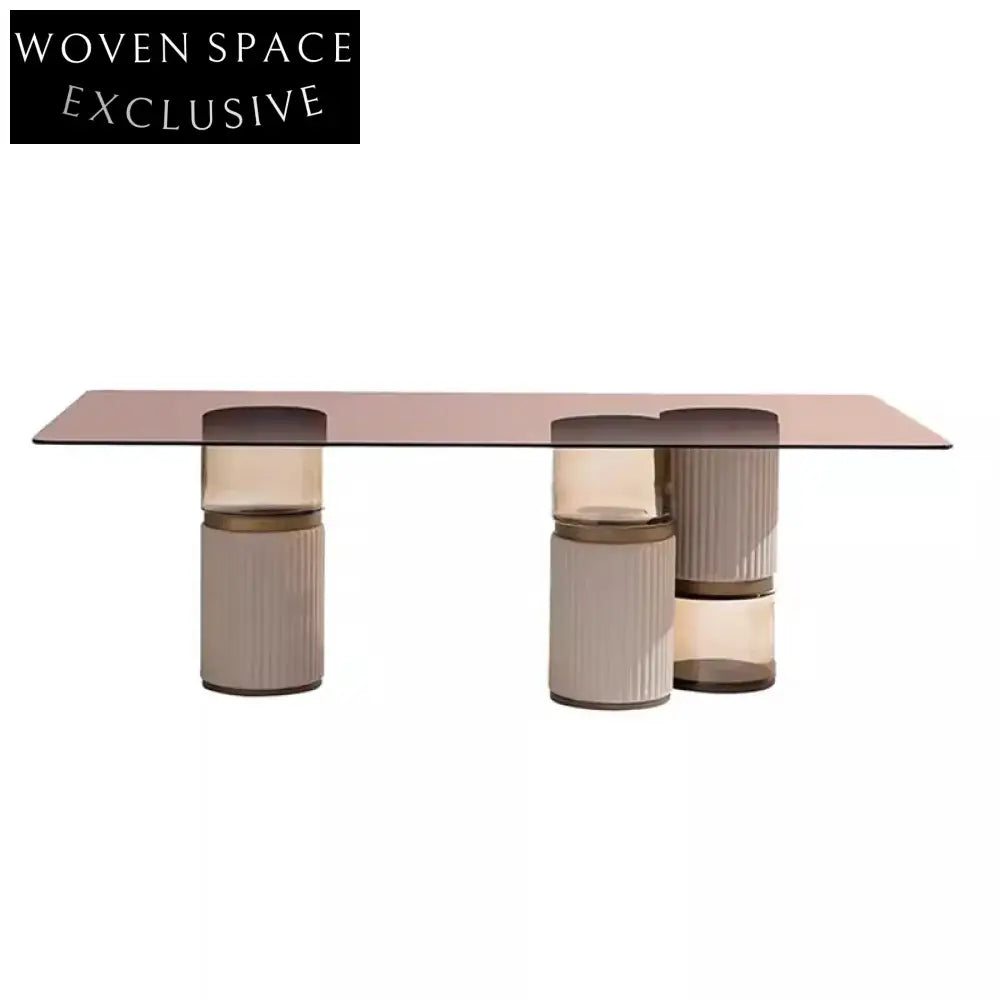 Modern Minimalist Acrylic Glass Stainless Steel Leather Hotel Coffee Table