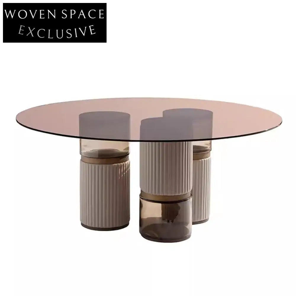 Modern Minimalist Acrylic Glass Stainless Steel Leather Hotel Coffee Table
