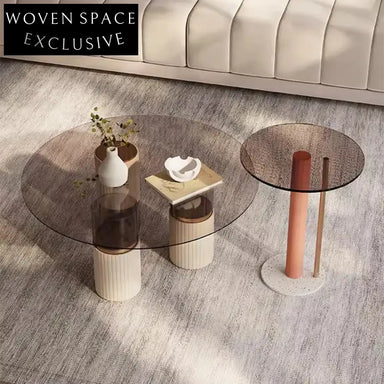 Modern Minimalist Acrylic Glass Stainless Steel Leather Hotel Coffee Table