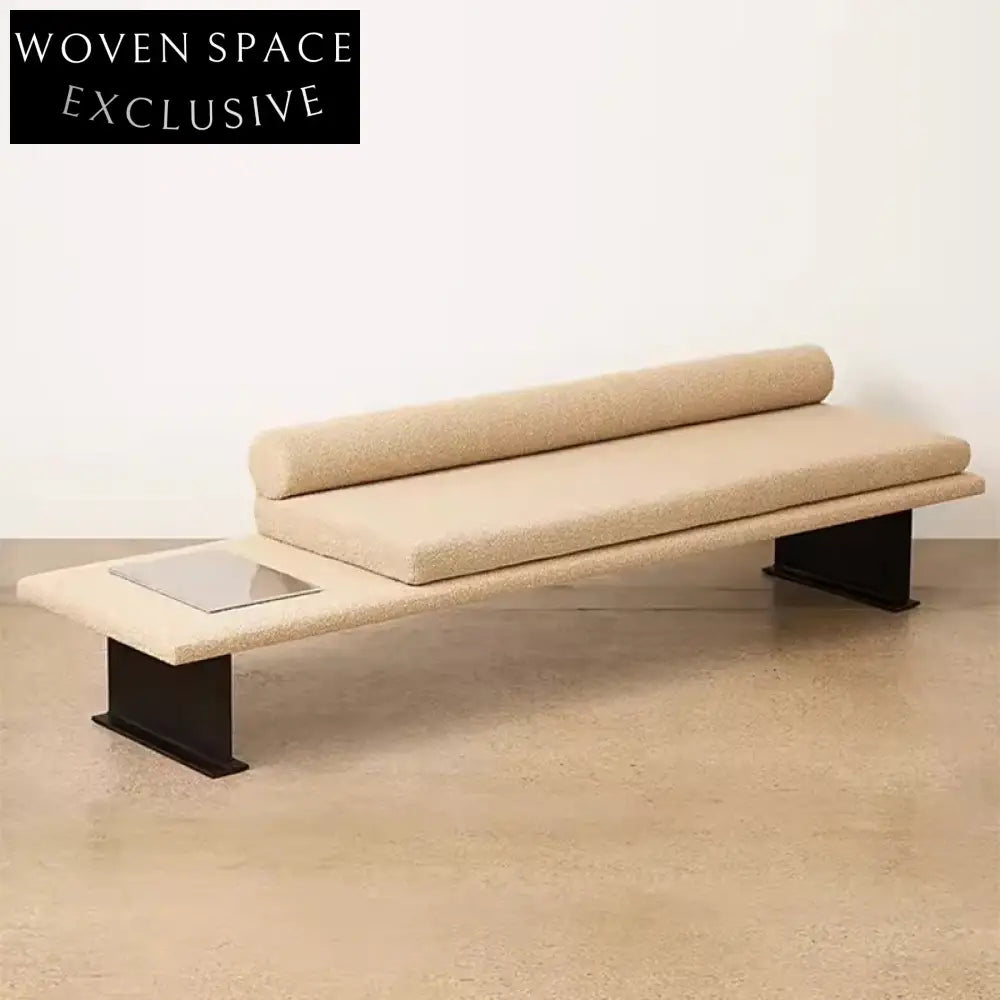 Modern Minimalist Bench Ottoman, Stainless Steel Legs, Comfortable Cloth Stool