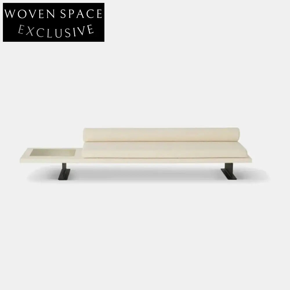 Modern Minimalist Bench Ottoman, Stainless Steel Legs, Comfortable Cloth Stool