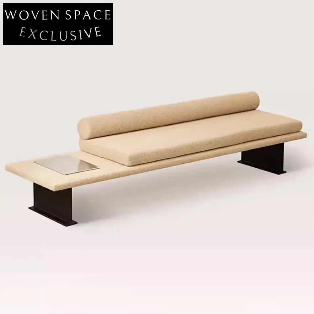 Modern Minimalist Bench Ottoman, Stainless Steel Legs, Comfortable Cloth Stool