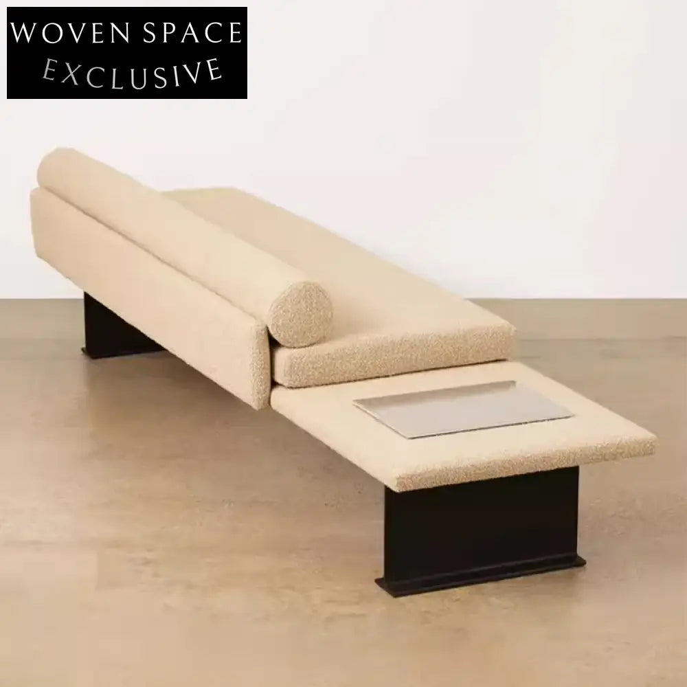 Modern Minimalist Bench Ottoman, Stainless Steel Legs, Comfortable Cloth Stool