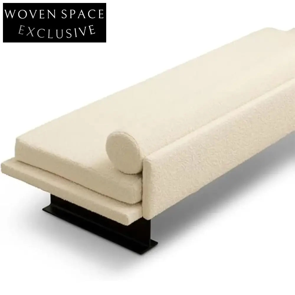 Modern Minimalist Bench Ottoman, Stainless Steel Legs, Comfortable Cloth Stool