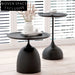 Modern Minimalist Black Metal Round Side Coffee Table with Tray Top