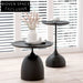 Modern Minimalist Black Metal Round Side Coffee Table with Tray Top