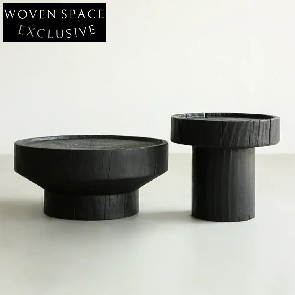 Modern Minimalist Black Round Wood Coffee Table for Living Room Apartment
