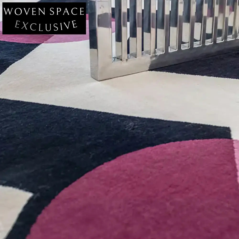 Modern Minimalist Black & White Polyester Area Rug for Living Room Bedroom