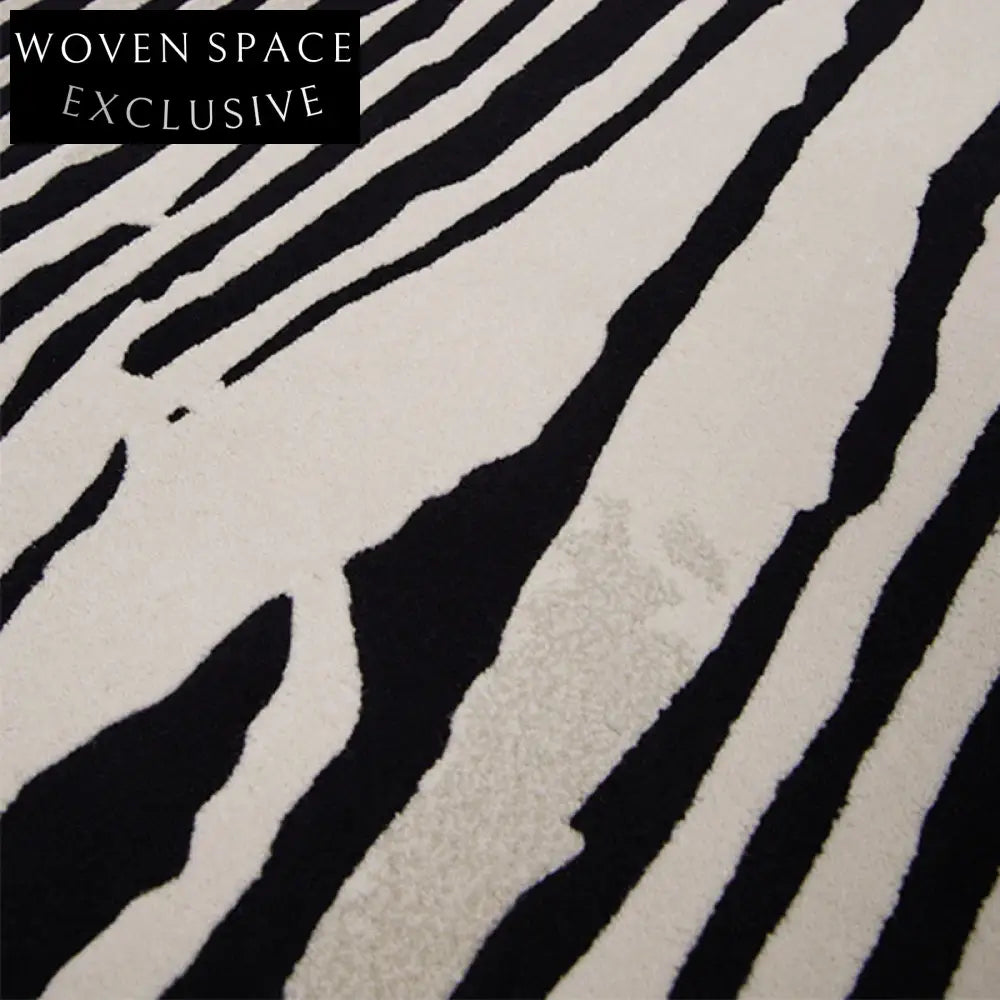 Modern Minimalist Black & White Striped Polyester Area Rug for Home Decor