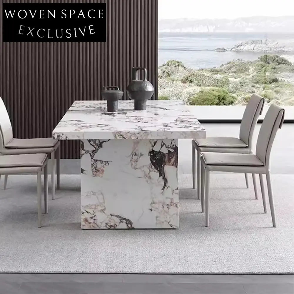 Modern Minimalist Calacatta Viola Sintered Stone Rectangle Thick Board Dining Table