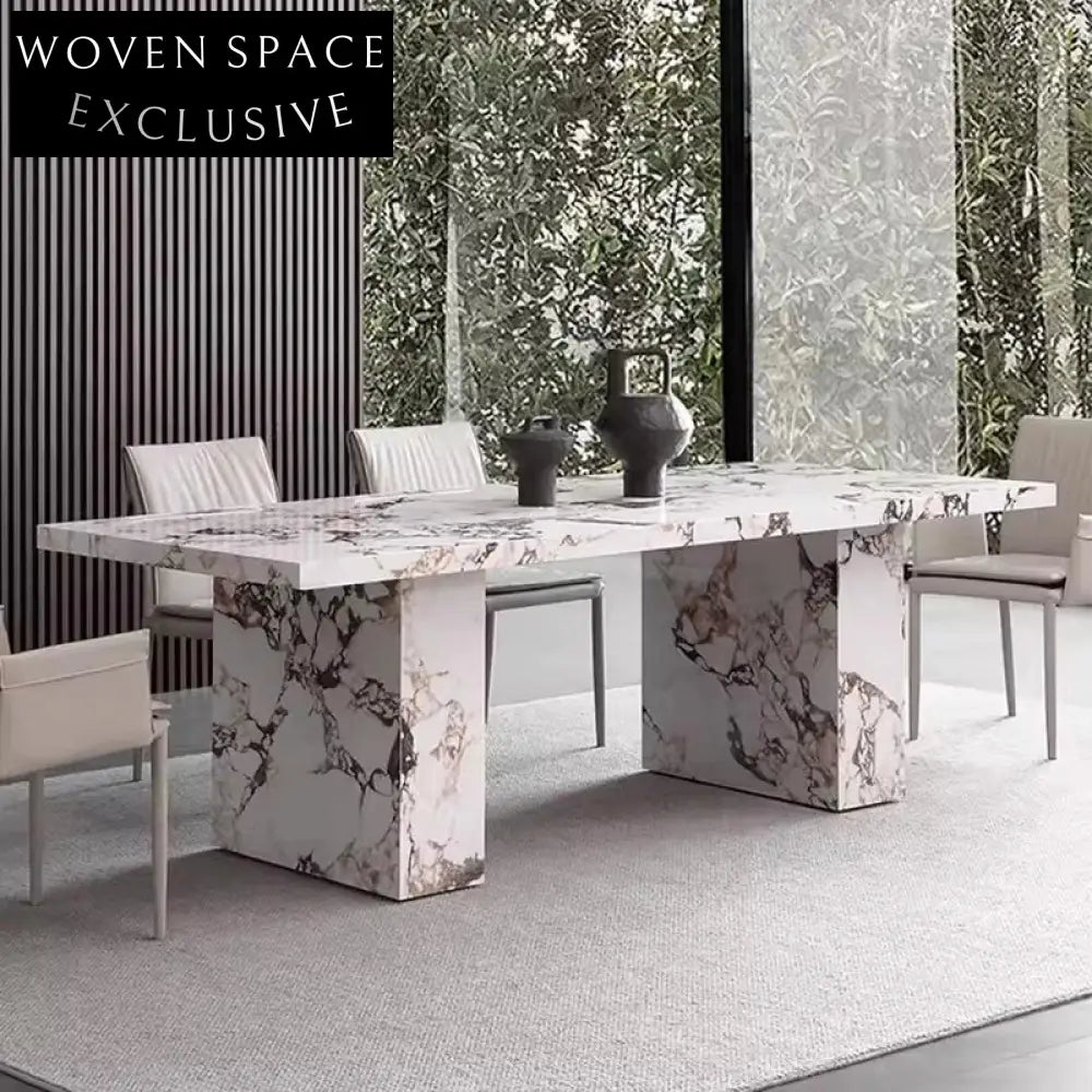 Modern Minimalist Calacatta Viola Sintered Stone Rectangle Thick Board Dining Table