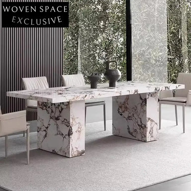 Modern Minimalist Calacatta Viola Sintered Stone Rectangle Thick Board Dining Table