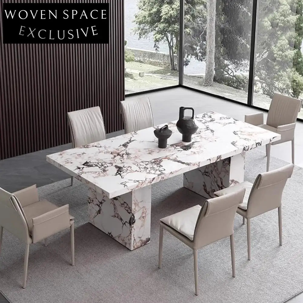Modern Minimalist Calacatta Viola Sintered Stone Rectangle Thick Board Dining Table
