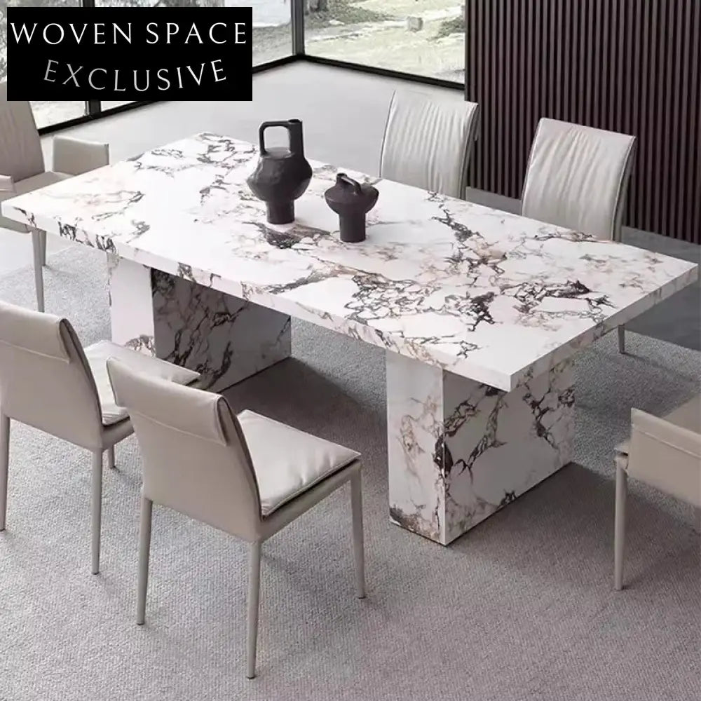 Modern Minimalist Calacatta Viola Sintered Stone Rectangle Thick Board Dining Table
