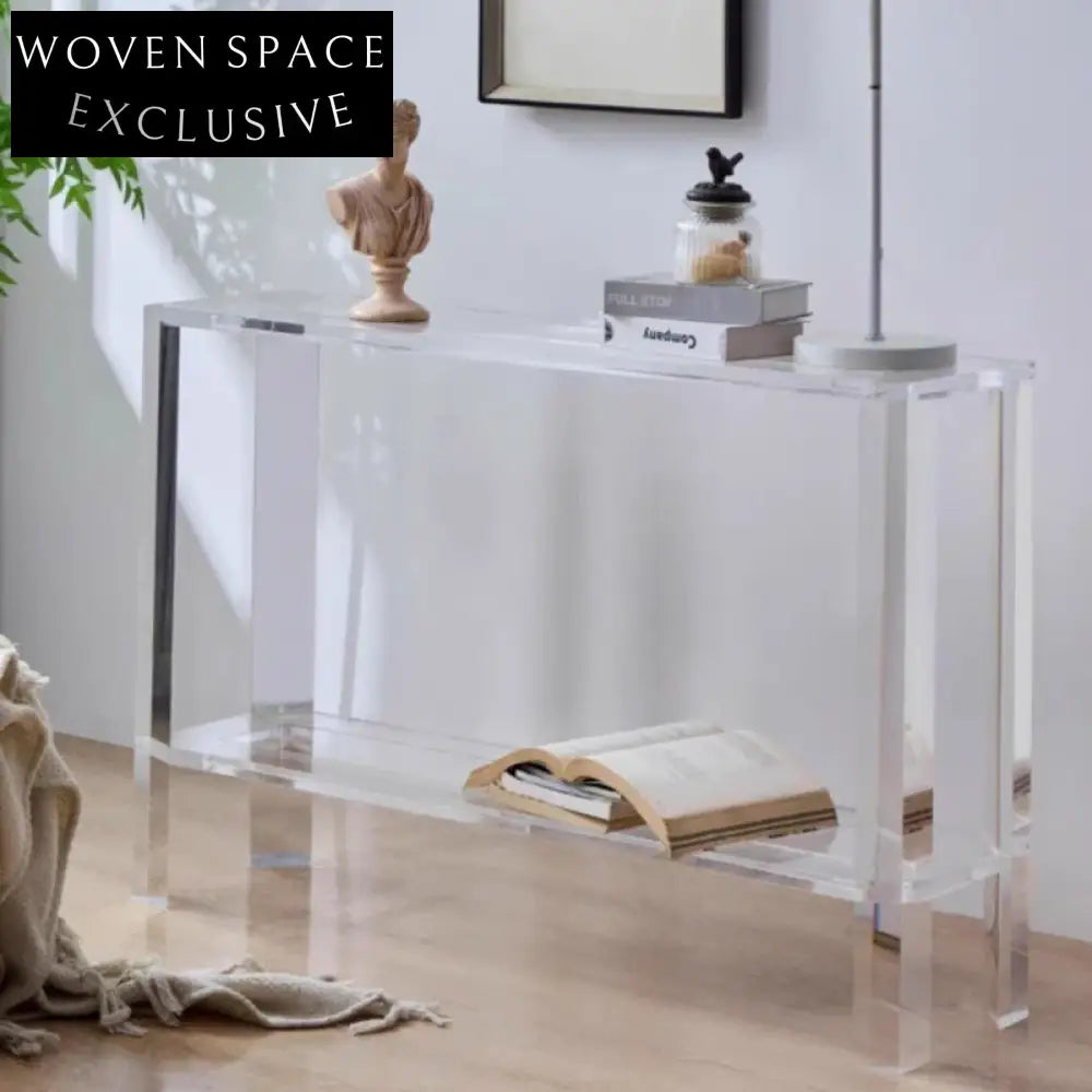 Modern Minimalist Clear Acrylic Console Table with Storage for Living Room