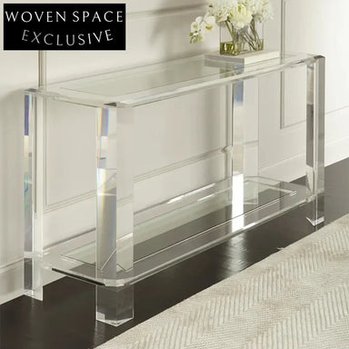 Modern Minimalist Clear Acrylic Console Table with Storage for Living Room