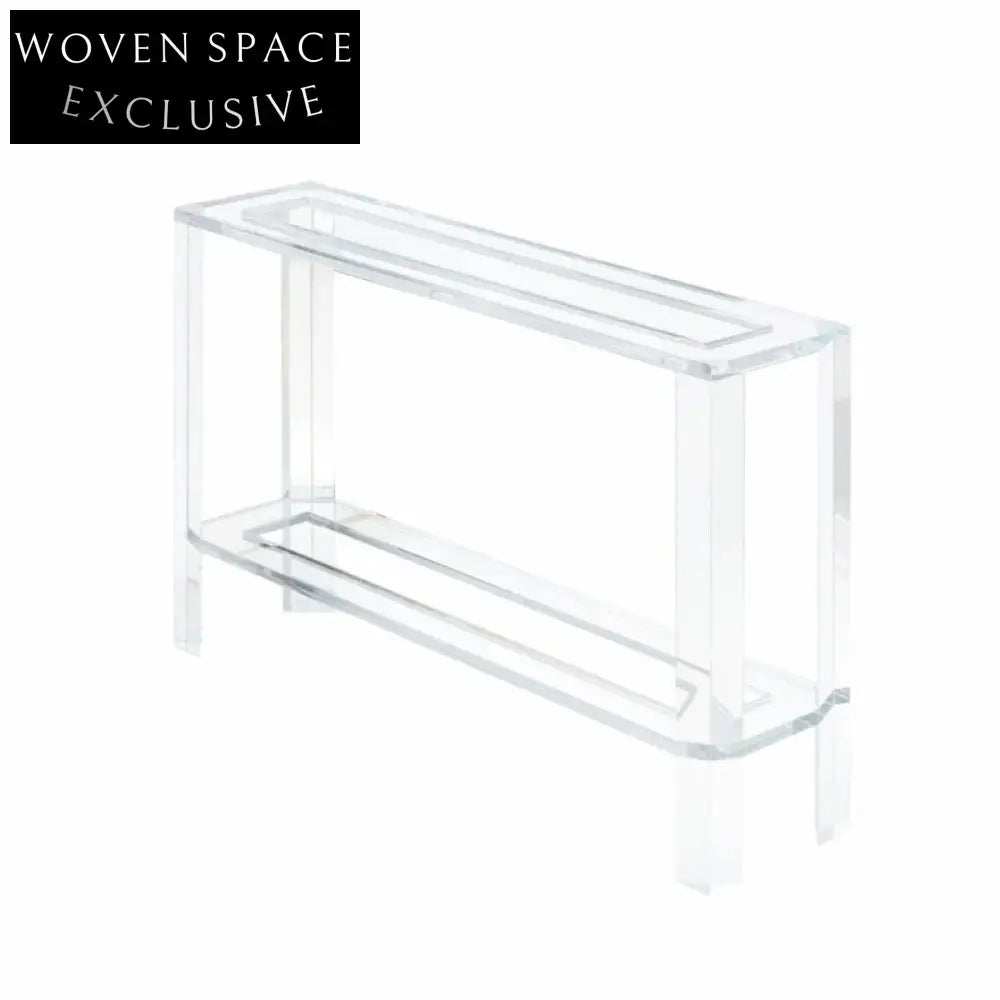 Modern Minimalist Clear Acrylic Console Table with Storage for Living Room