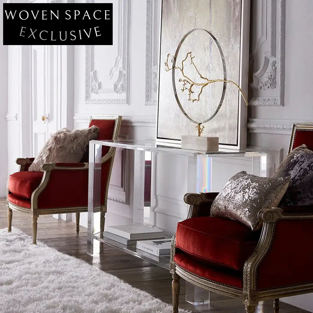 Modern Minimalist Clear Acrylic Console Table with Storage for Living Room