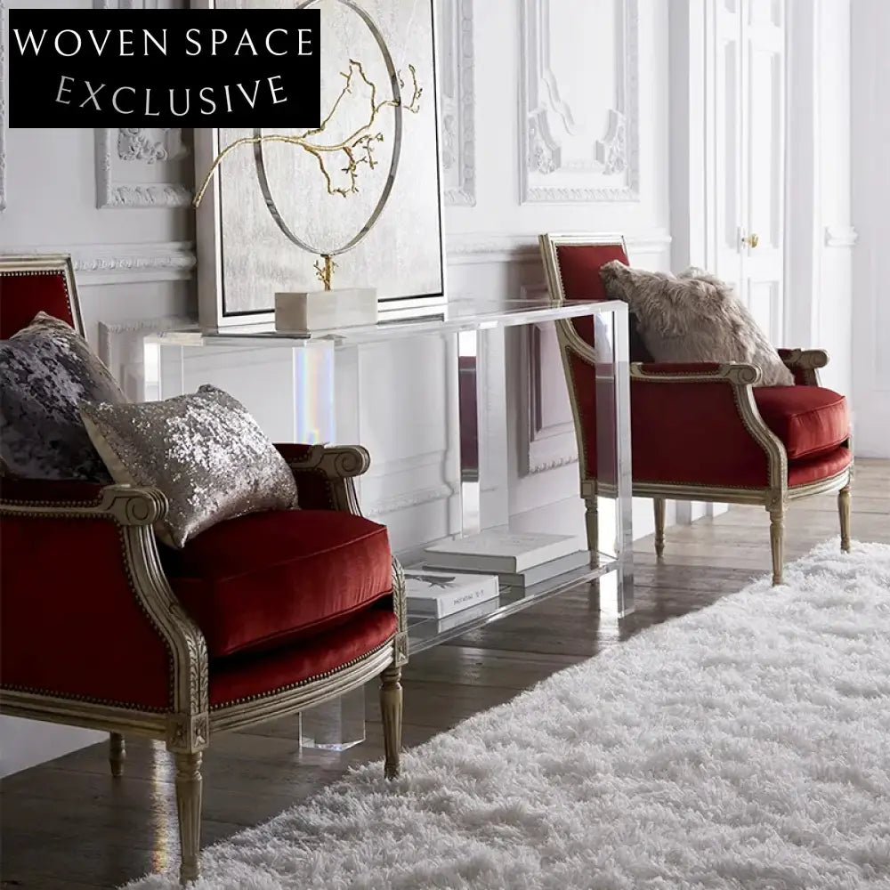 Modern Minimalist Clear Acrylic Console Table with Storage for Living Room