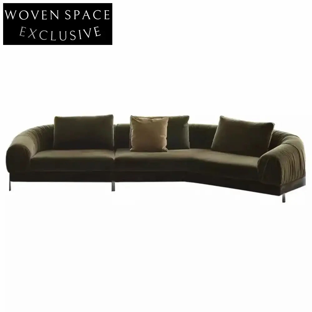 Modern Minimalist Corduroy Sectional Sofa - Solid Wood Frame, Leisure Comfort