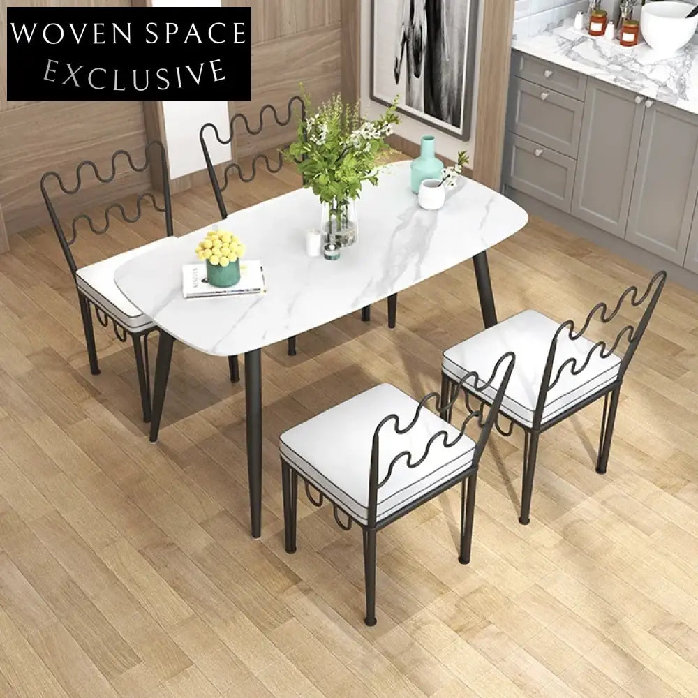 Modern Minimalist Designer Wavy Backrest Scandinavian Metal Dining Chair