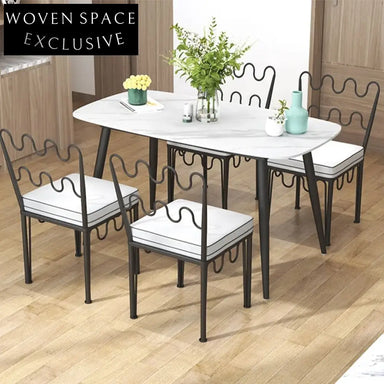 Modern Minimalist Designer Wavy Backrest Scandinavian Metal Dining Chair