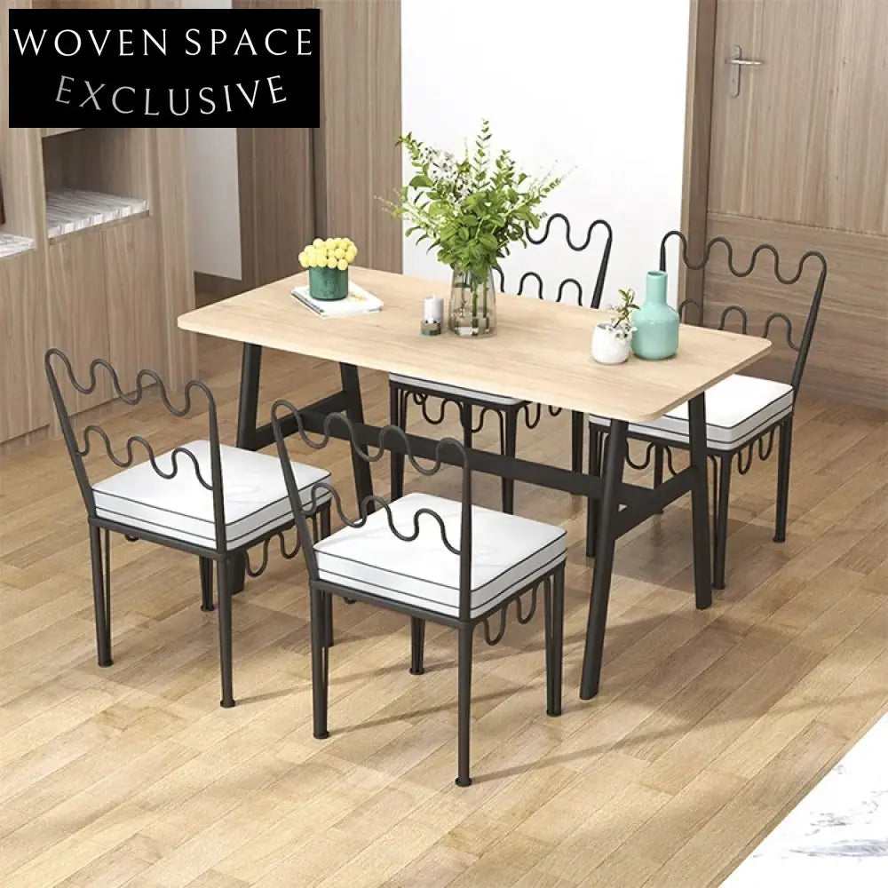 Modern Minimalist Designer Wavy Backrest Scandinavian Metal Dining Chair