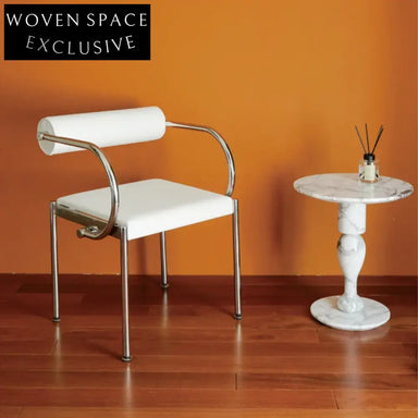Modern Minimalist Dining Chair with Padded Cushion and Stainless Steel Frame