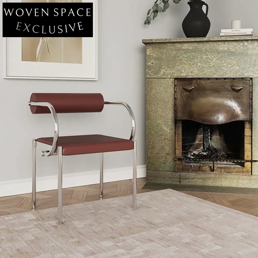 Modern Minimalist Dining Chair with Padded Cushion and Stainless Steel Frame