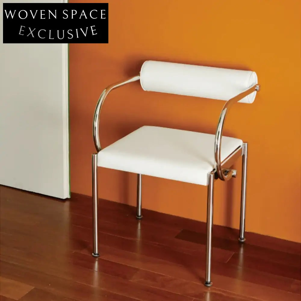 Modern Minimalist Dining Chair with Padded Cushion and Stainless Steel Frame