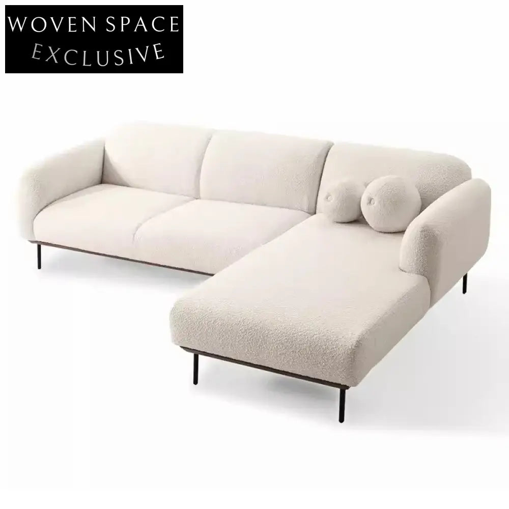 Modern Minimalist Fabric Sectional Sofa Set with Wood Frame for Living Room