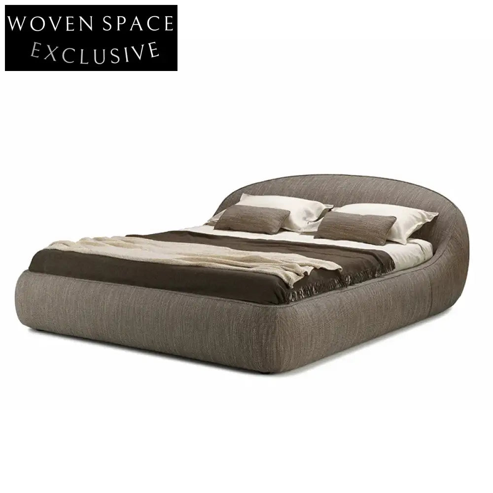 Modern Minimalist Fabric Upholstered King Queen Size Platform Bed
