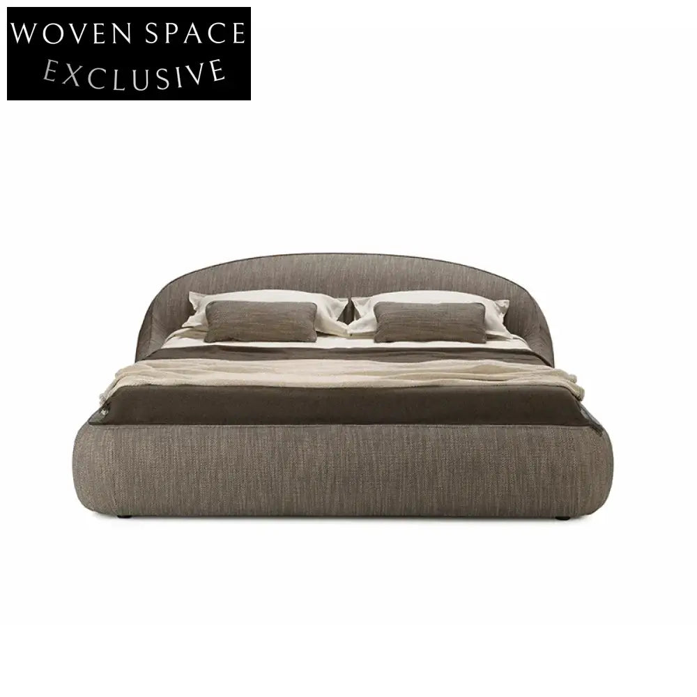 Modern Minimalist Fabric Upholstered King Queen Size Platform Bed