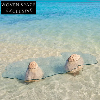 Modern Minimalist Fiberglass Top Stone Base Living Room Coffee Table