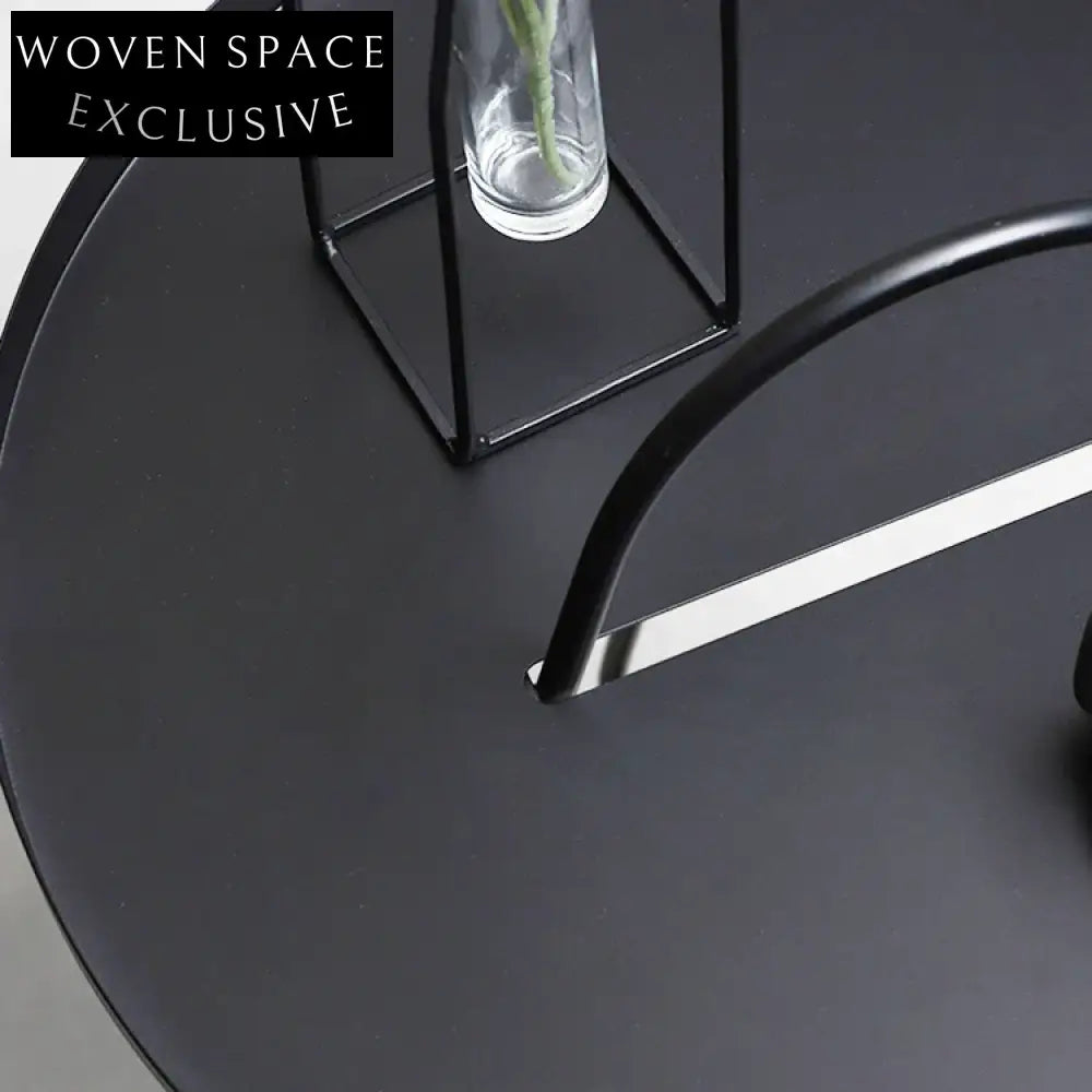Modern Minimalist Full Metal Round Sofa End Side Coffee Table