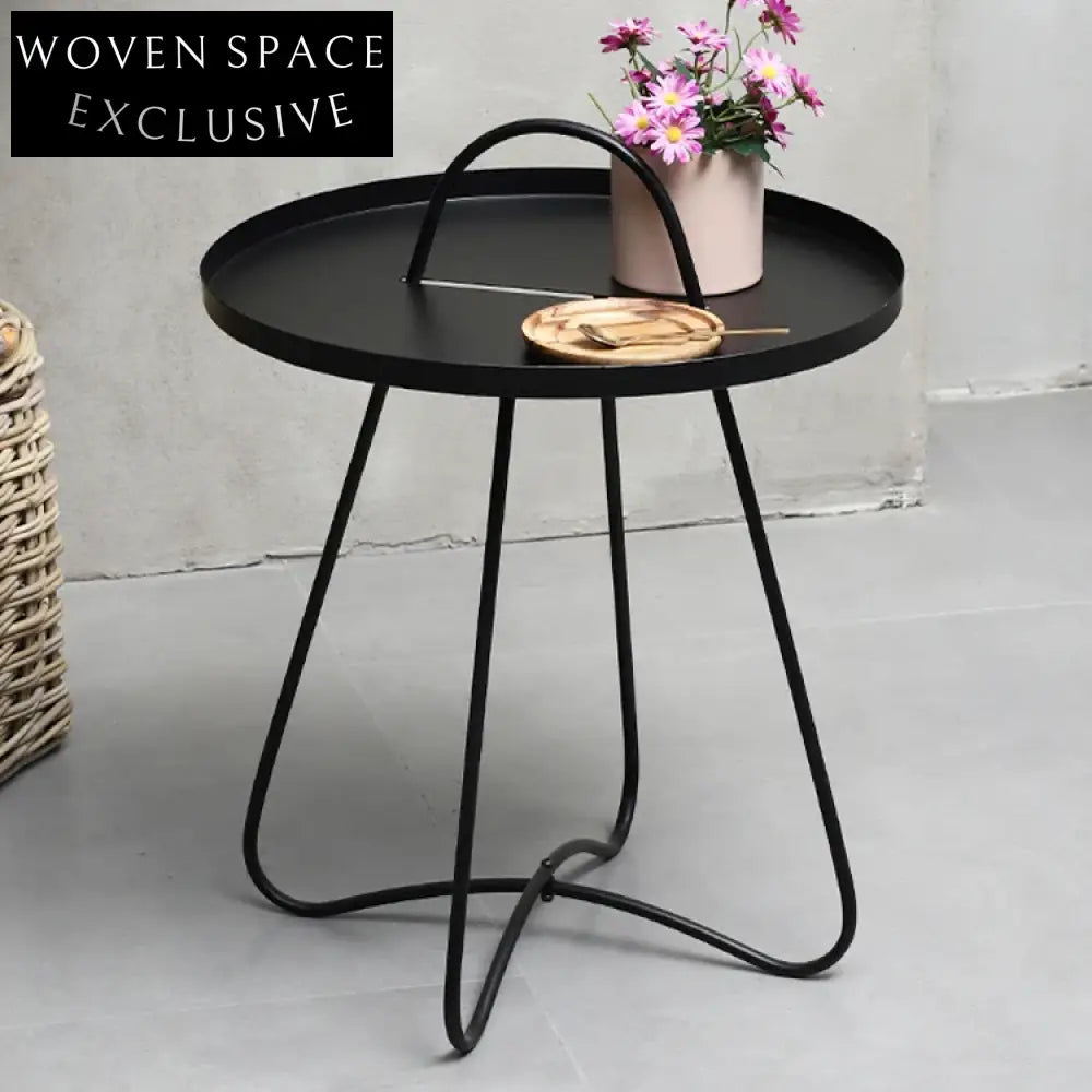 Modern Minimalist Full Metal Round Sofa End Side Coffee Table