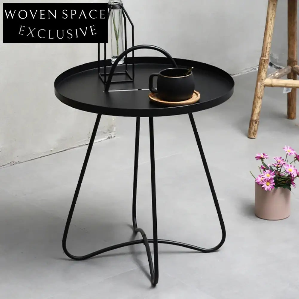 Modern Minimalist Full Metal Round Sofa End Side Coffee Table