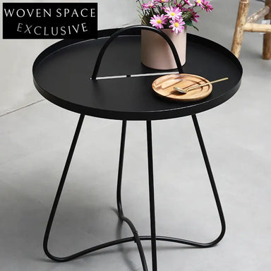 Modern Minimalist Full Metal Round Sofa End Side Coffee Table