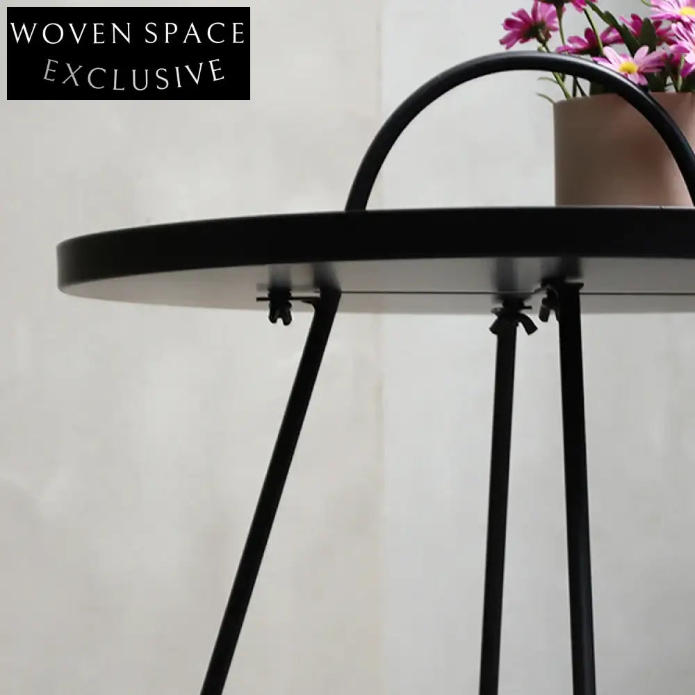 Modern Minimalist Full Metal Round Sofa End Side Coffee Table