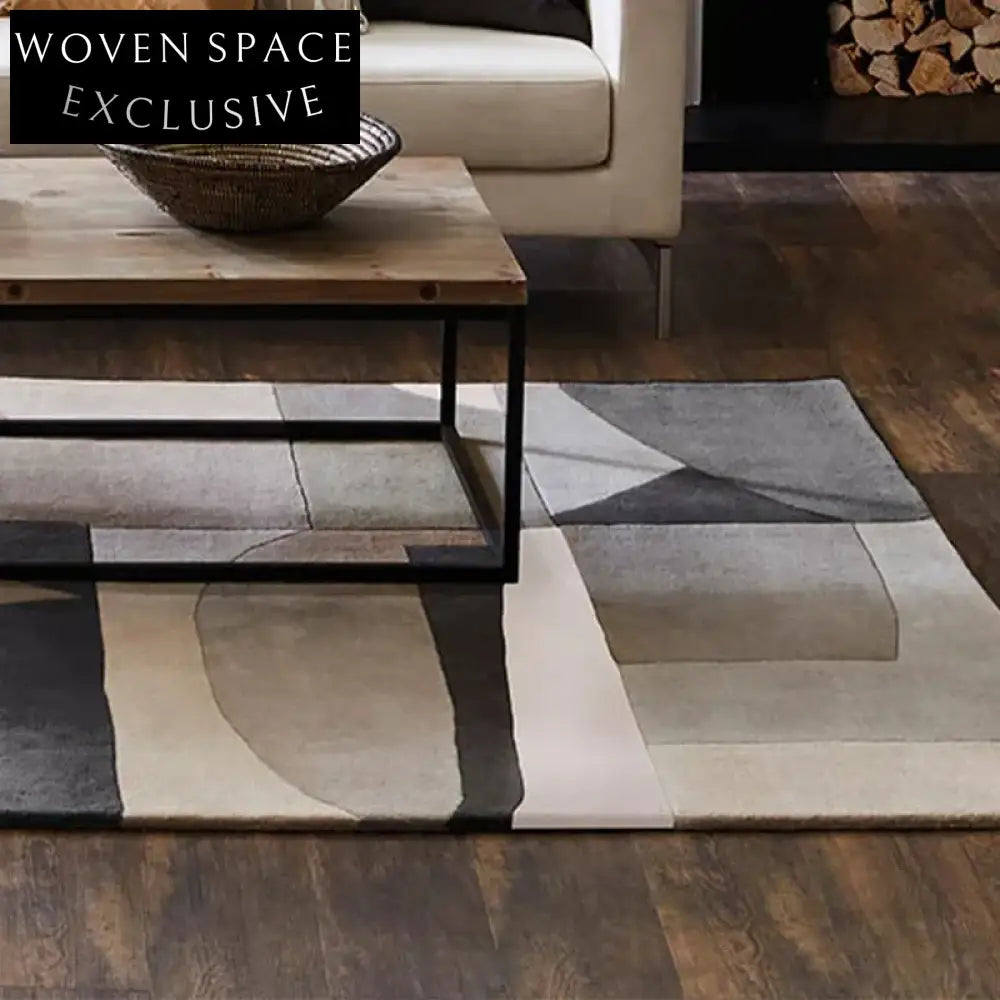 Modern Minimalist Geometric Area Rug: Soft Polyester Fiber, Custom Size, Easy Care Carpet