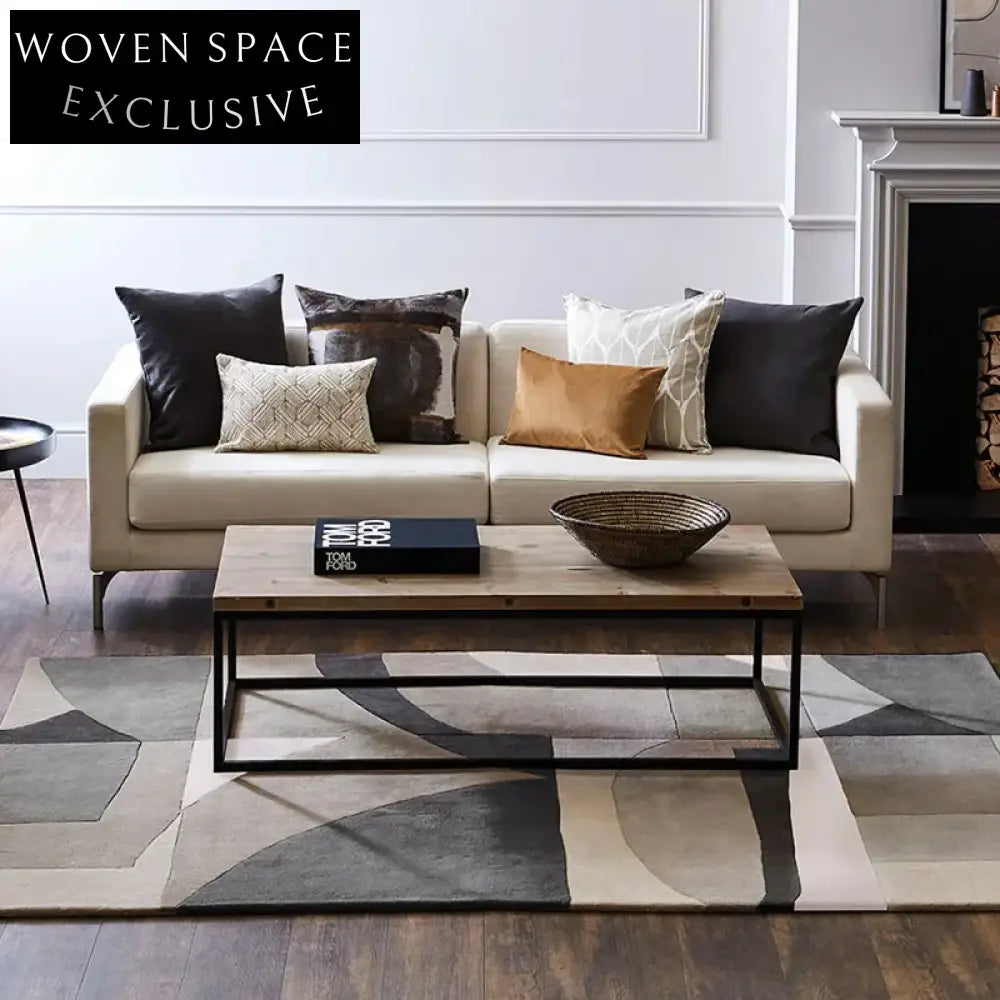 Modern Minimalist Geometric Area Rug: Soft Polyester Fiber, Custom Size, Easy Care Carpet