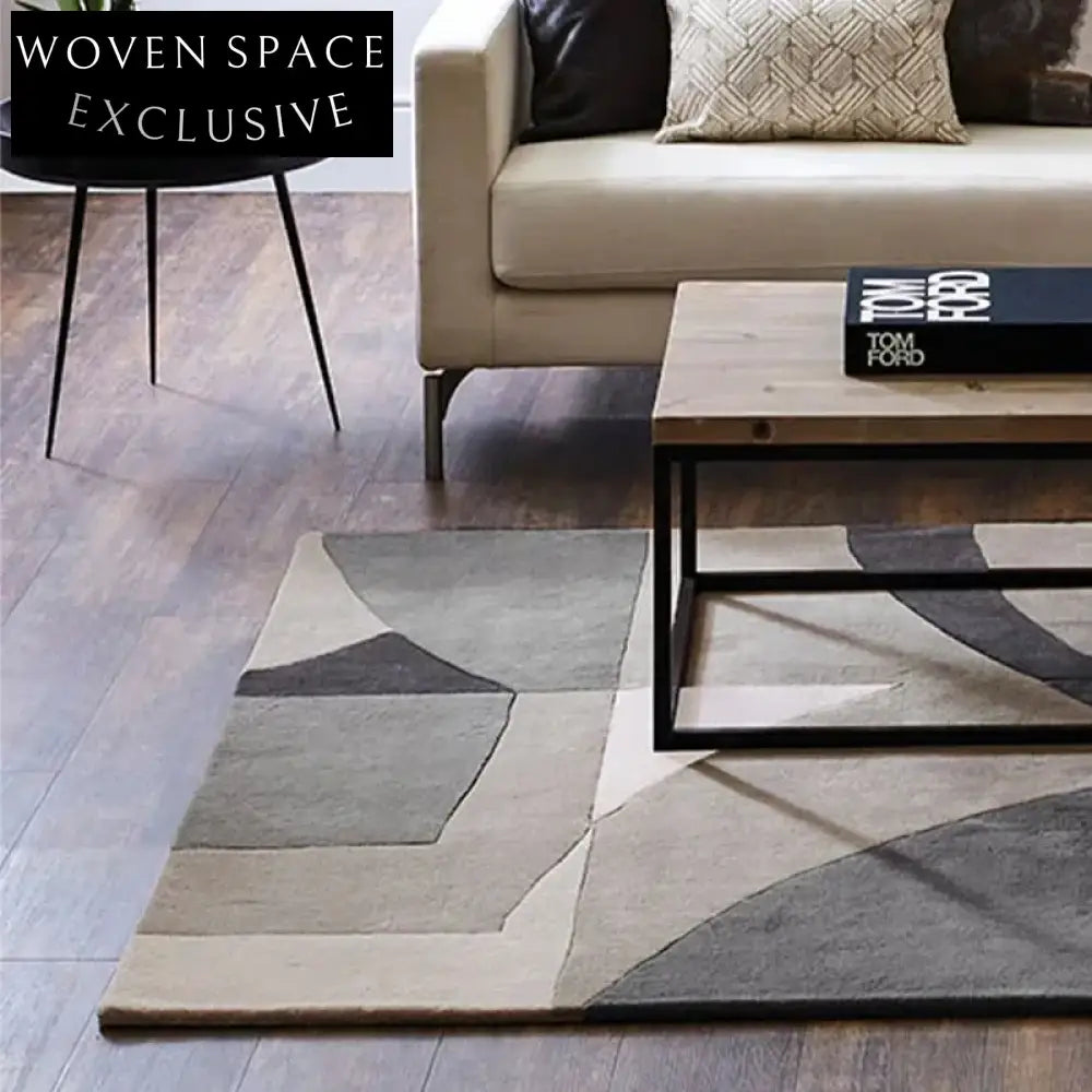 Modern Minimalist Geometric Area Rug: Soft Polyester Fiber, Custom Size, Easy Care Carpet