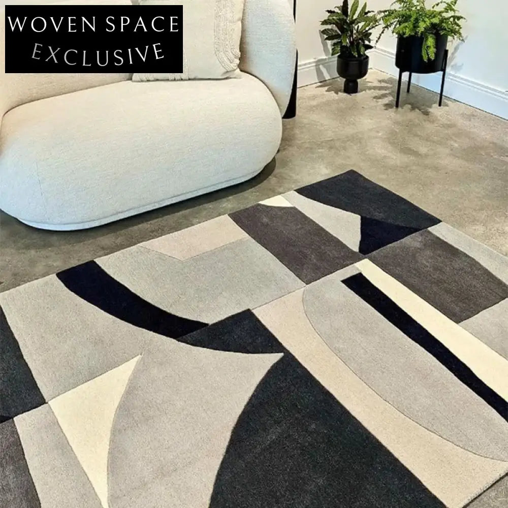 Modern Minimalist Geometric Area Rug: Soft Polyester Fiber, Custom Size, Easy Care Carpet