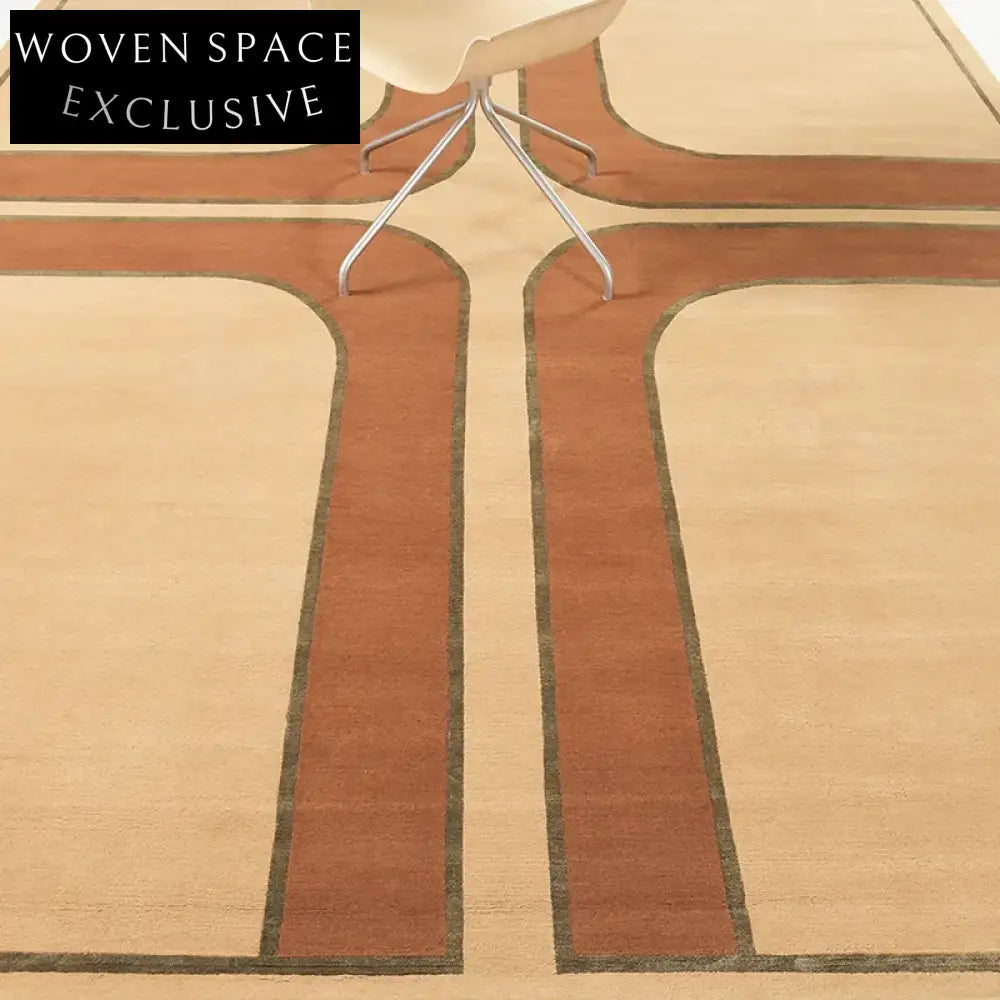 Modern Minimalist Geometric Pattern Area Rug, High-End Polyester Wilton Bedroom Carpet
