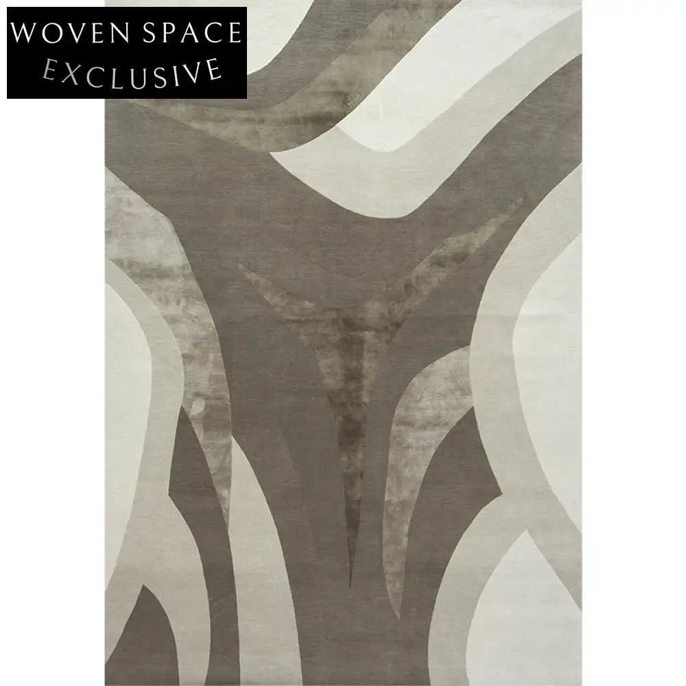 Modern Minimalist Geometric Pattern Area Rug, High-End Polyester Wilton Bedroom Carpet